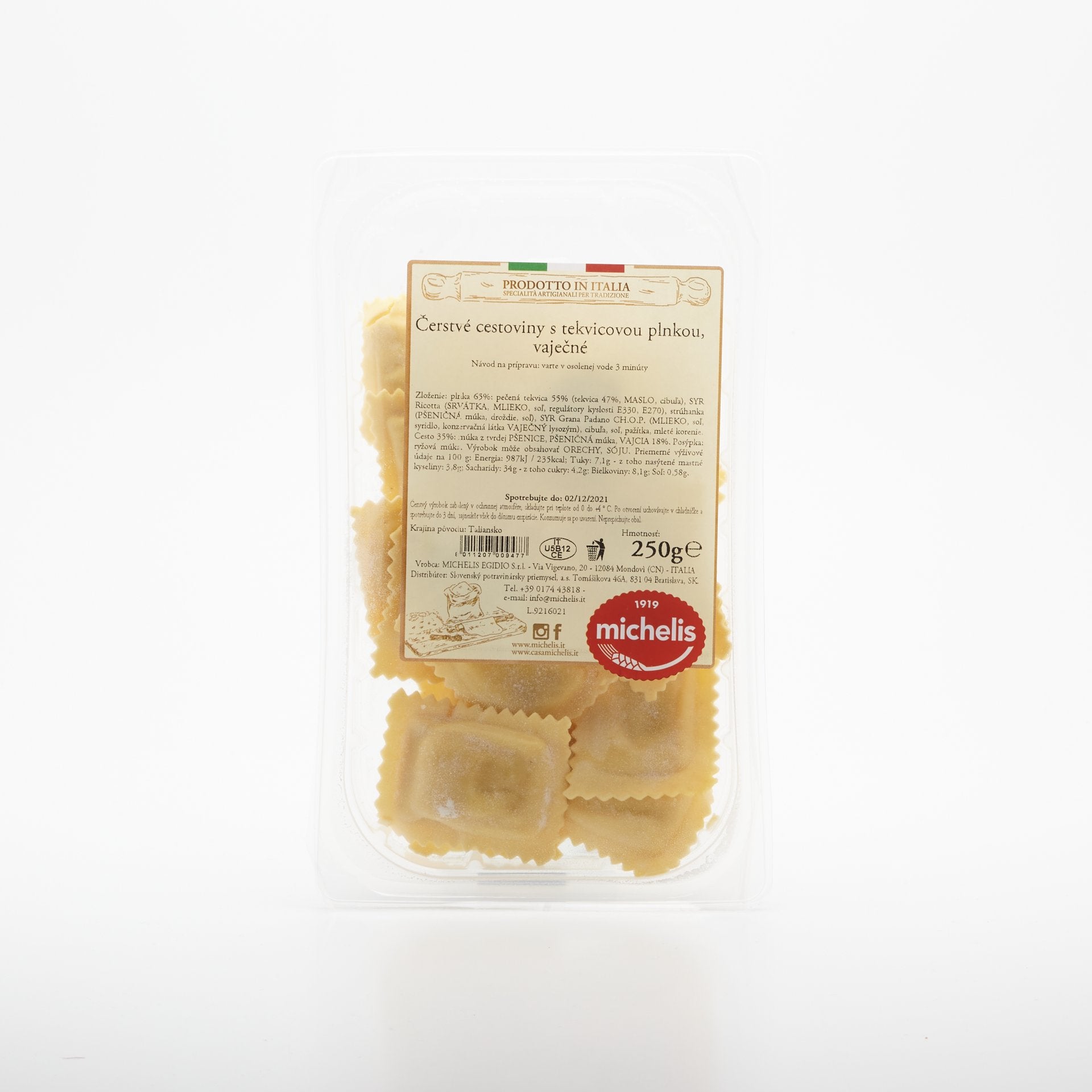 Cestoviny s tekvicovou plnkou 250g.
